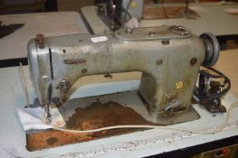 Durkopp Flatbed Industrial Sewing Machine (requires repairs) on Table with Electric Motor