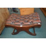 Chesterfield Leather and Mahogany X Stool