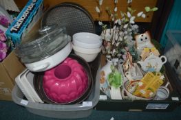 Two Boxes of Kitchenware plus Planters etc.