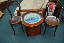 Two Vintage Pub Chairs and a Glass Topped Side Tab