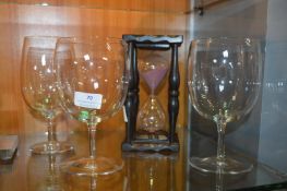 Three Ladies Wine Glass and an Egg Timer
