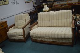 Ercol Two Seat Sofa and Single Armchair with Cream