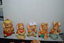 Five Pendelfin Rabbit Figures