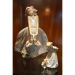 Lladro Figurine of a Girl with Flowers plus Small