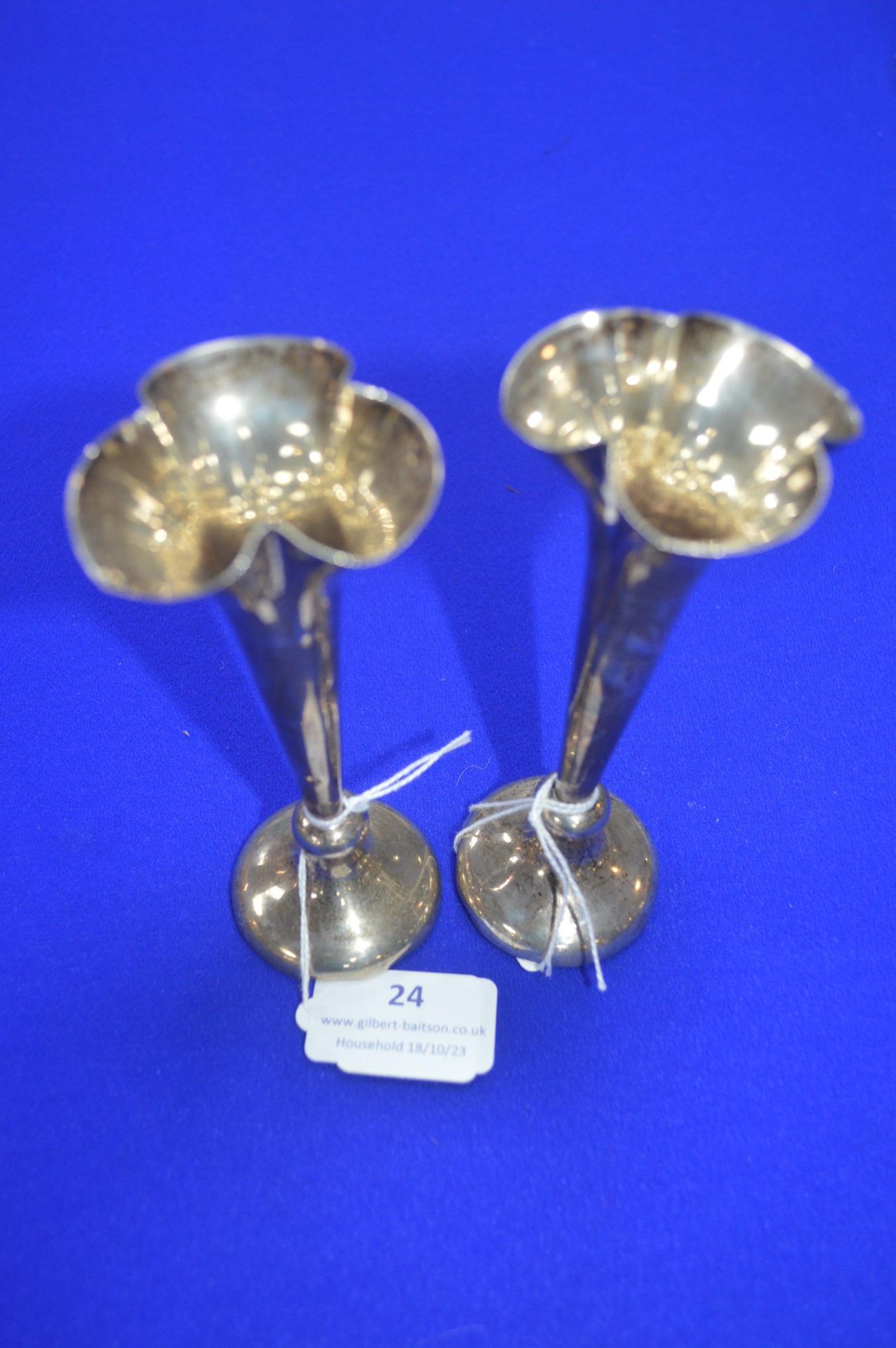 pair of Sterling Silver Specimen Vases Hallmarked Chester