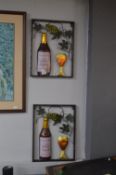 Two Metal Wine Wall Art Pieces