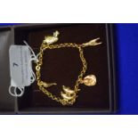 9ct Gold Charm Bracelet with Five Charms 4.9g