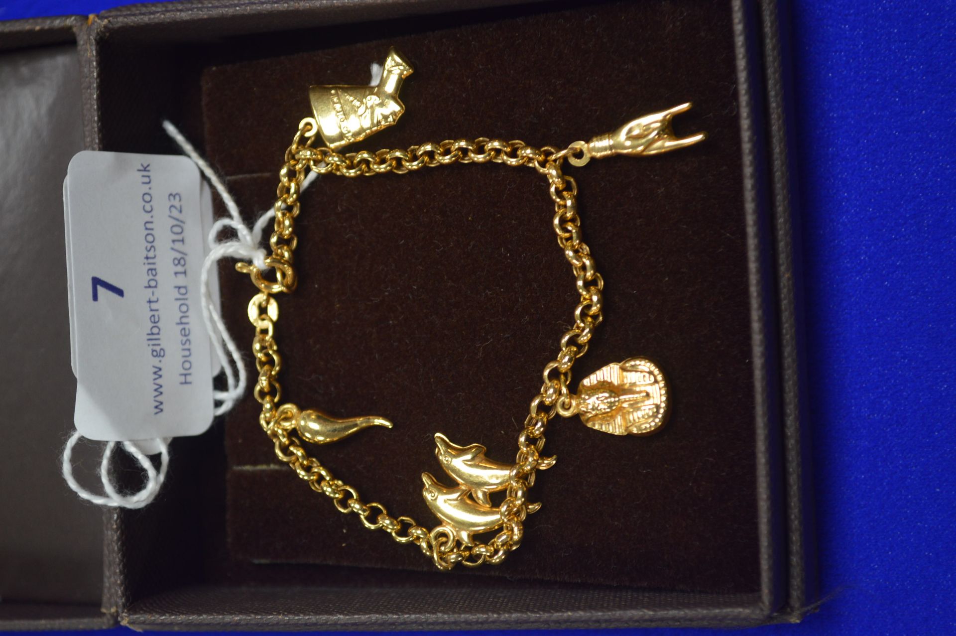 9ct Gold Charm Bracelet with Five Charms 4.9g