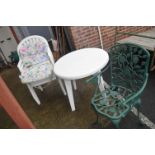 White Patio Table with Four Stacking Chair, plus a