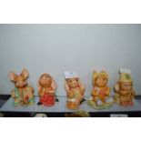 Five Pendelfin Rabbit Figures