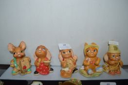 Five Pendelfin Rabbit Figures