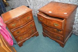 Pair of Serpentine Front Three Drawer Bedside Cabi