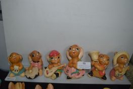 Six Musical Pendelfin Rabbits Figures