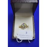 9ct Gold Ring with Multicoloured Gemstones Size: P 3g