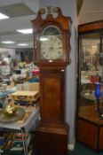 Antique Mahogany & Walnut Long Case Clock with Painted Dial by J.N.O Lampard Zeals