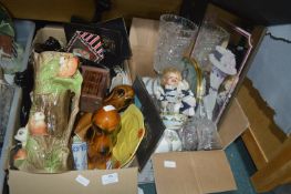 Two Boxes of Pottery and Glassware, Decorative Ite