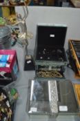 Two Mirrored Jewellery Boxes and Contents, and a D