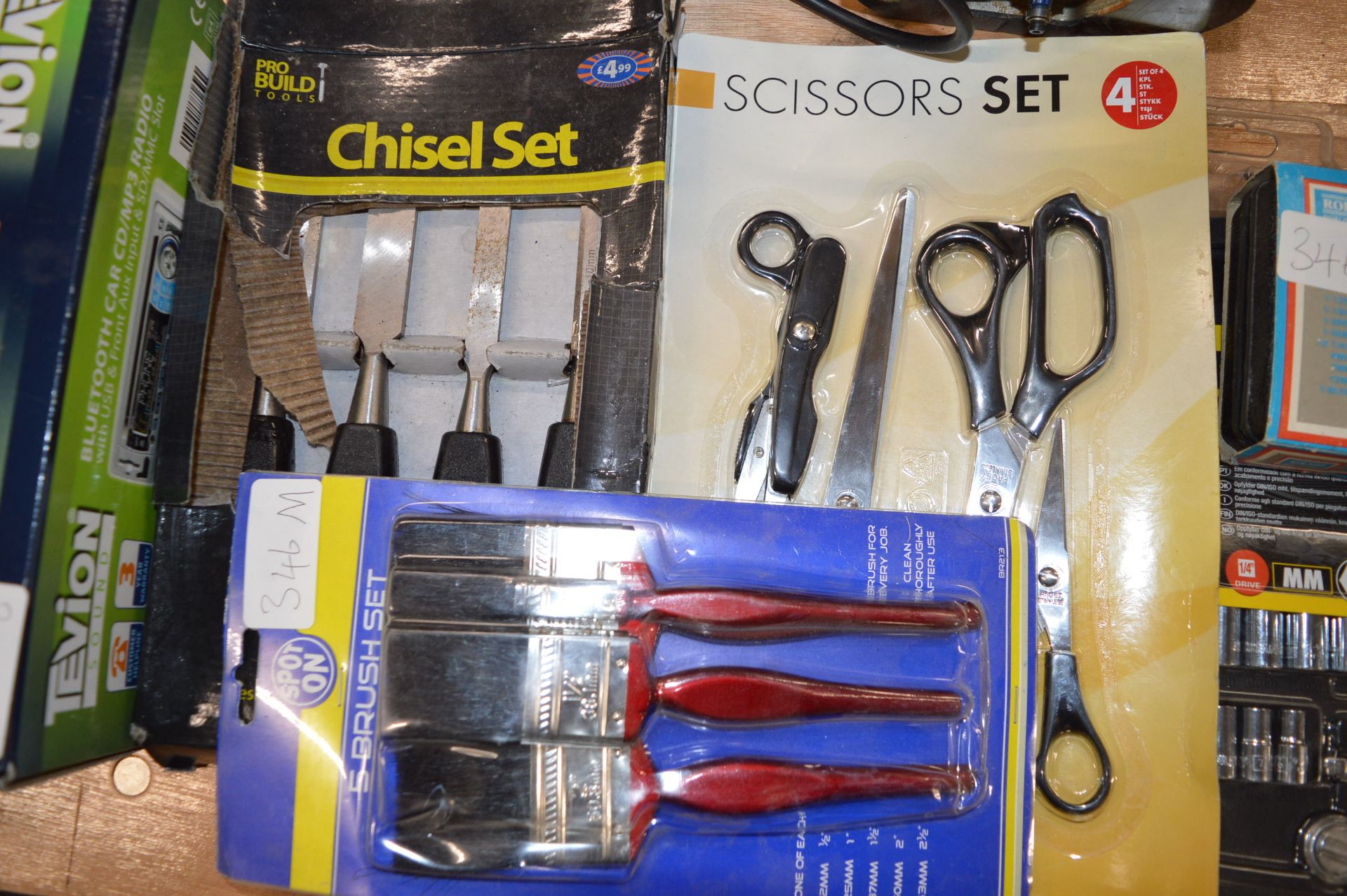 Brush Set, Scissor Set, and a Chisel Set