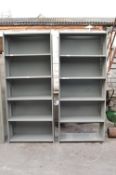 Two Four Tier Metal Shelf Units ~7ft Tall