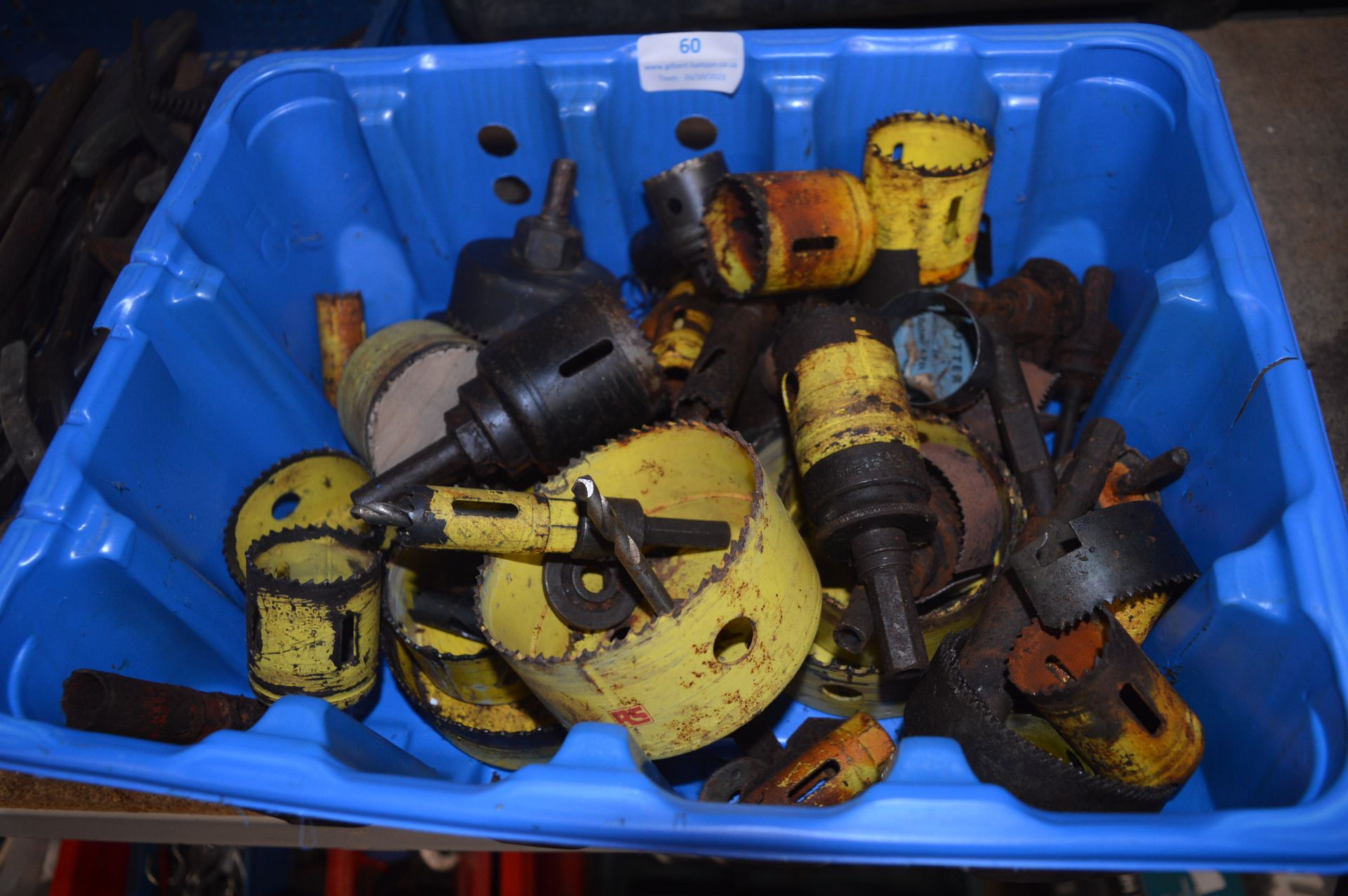 Tray of Hole Saws with Some Arbors