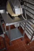 *Stainless Steel Preparation Table with Upstand to Rear and Undershelf on Tubular Legs 62x62cm