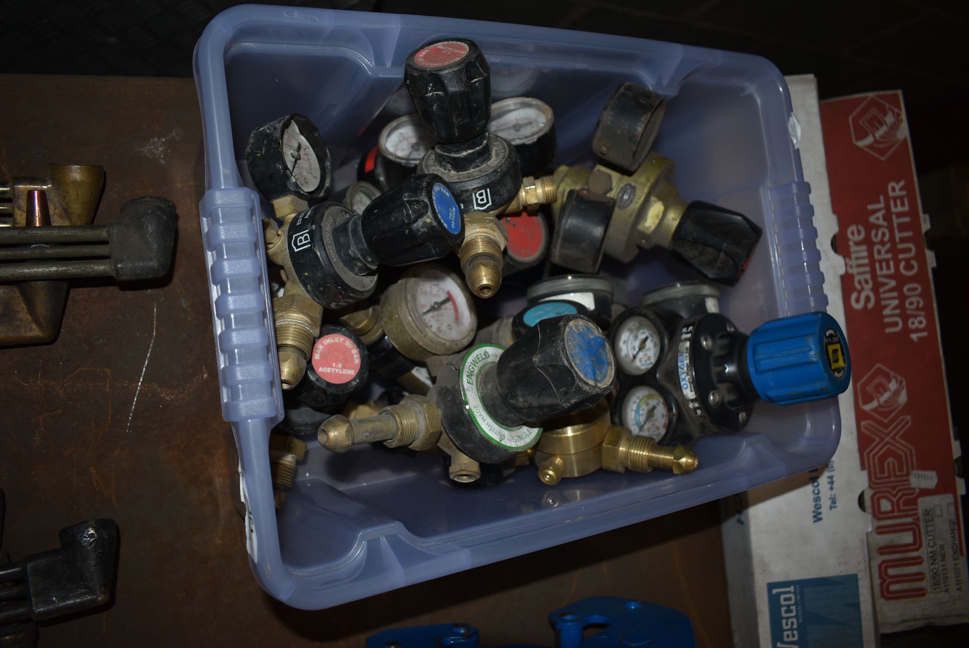 *Box of Oxyacetylene and an Oxy Propane Regulators and Gauges