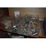 *Perspex Storage Boxes Containing Assorted Nuts, Bolts, Mig Welding and Cutting Torch Nozzles, etc.