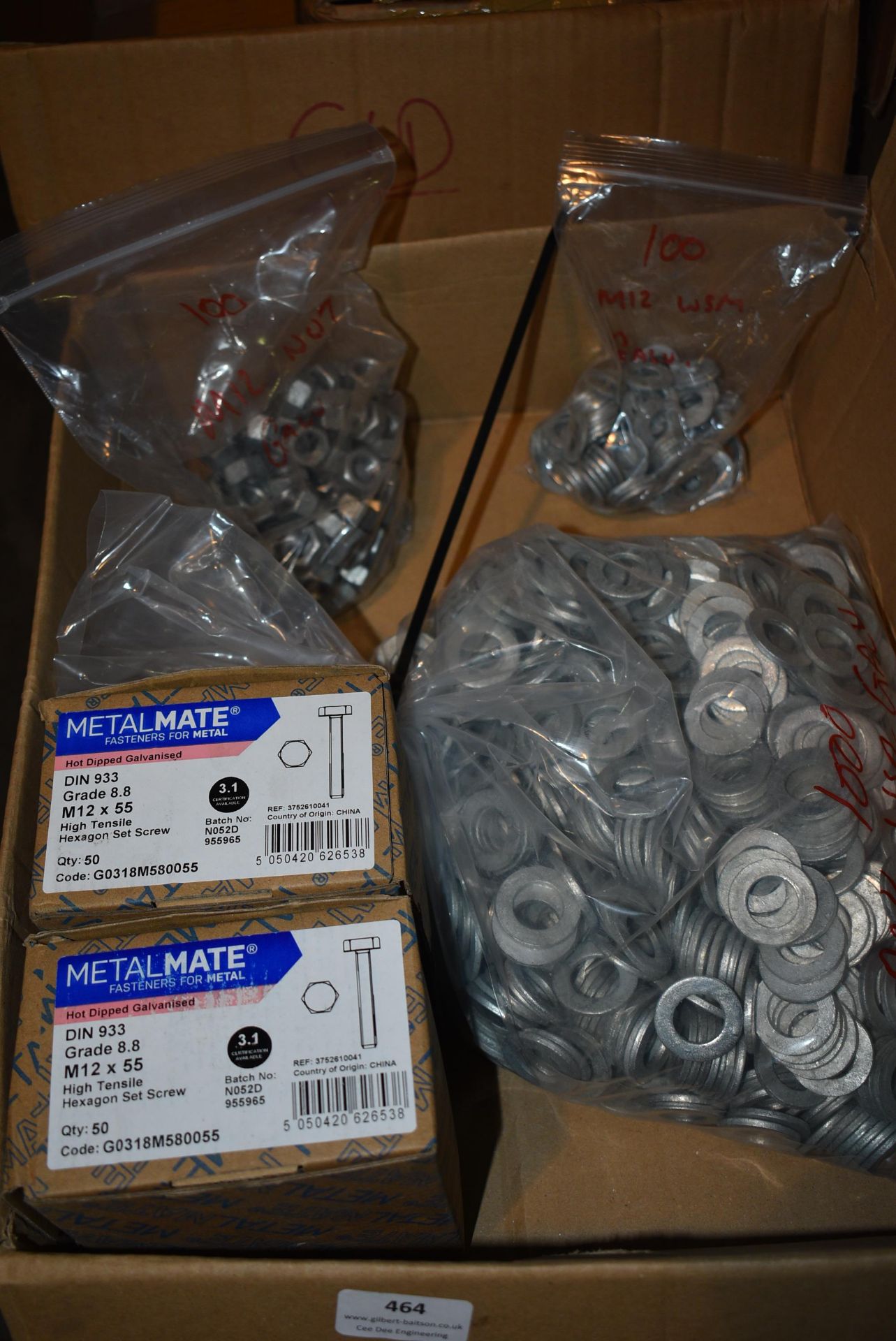 *Two Boxes of 50 M12 x 55 Hex Set Screws, plus ~100 M12 Nuts, ~100 Washers, ~1000 M16 Washers