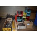 *Assorted Storage Boxes and Cardboard Boxes Containing Welding Screen Glass, Washers, Concrete
