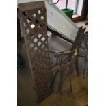 *Two Cast Iron Bench Ends and a Light Cast Lattice Panel