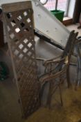 *Two Cast Iron Bench Ends and a Light Cast Lattice Panel