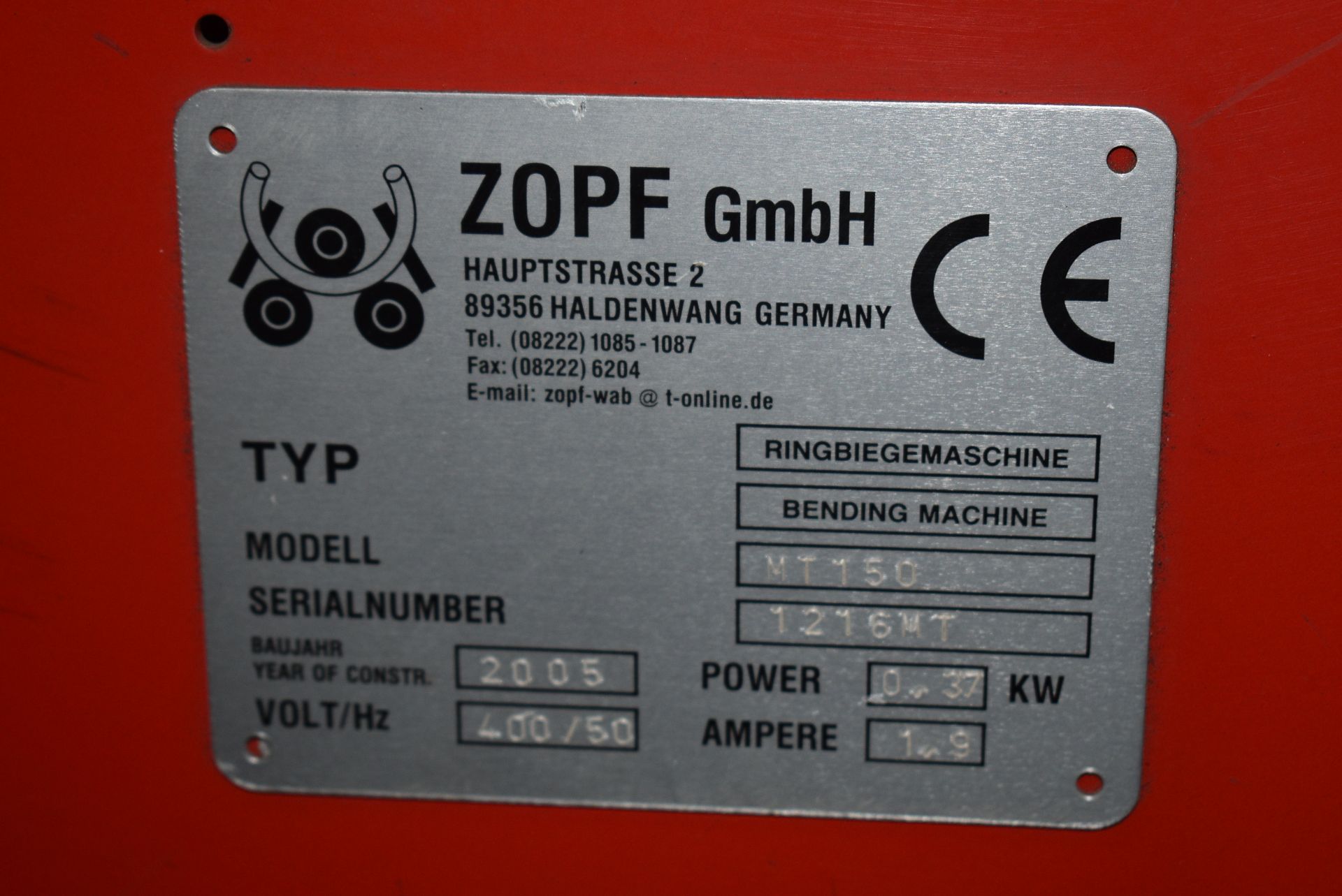*Zopf MT150R Bender and Twister - Image 3 of 5
