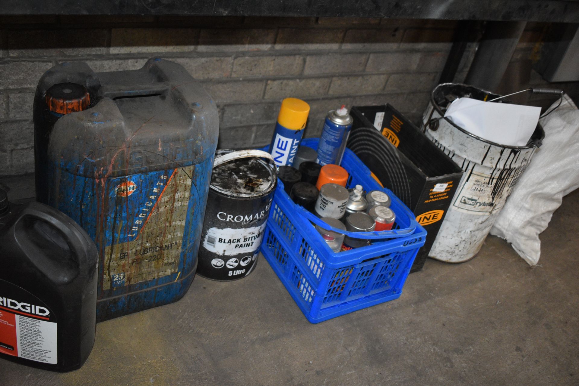 *Contents Under Bench Including Lubricants, Paints, Brackets, etc.