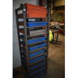 *Steel Storage Unit Containing Plastic Trays of Assorted Weld On Brackets and Lifting Eyes