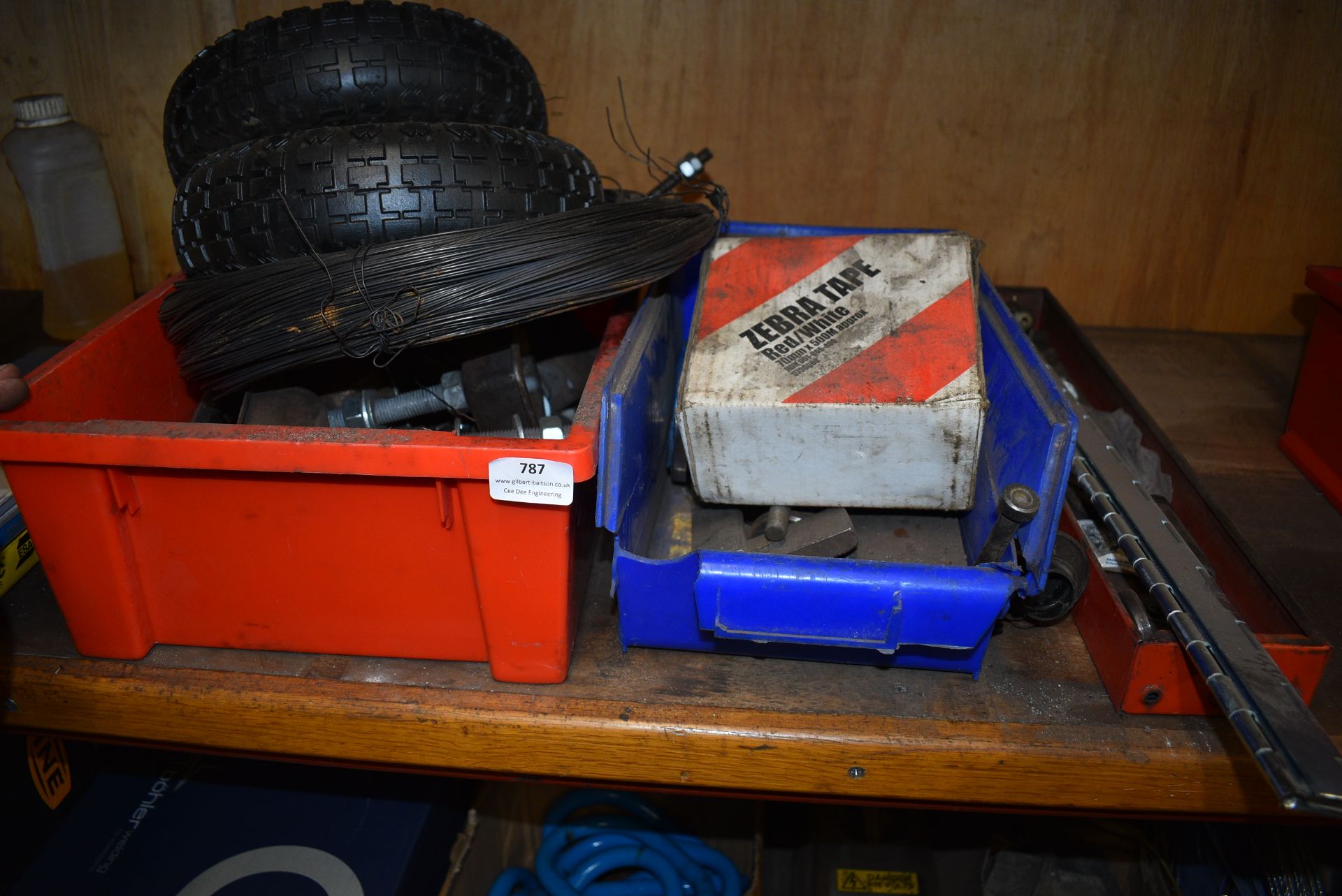 *Three Boxes of Assorted Sack Barrow Wheels, Steel Brackets, Stillage Feet, etc.