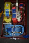 *Five New Ratchet Straps - Two Blue, Two Red & 1 Heavy Duty