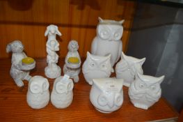 Owl and Rabbit Ornaments and Tealight Holders etc.