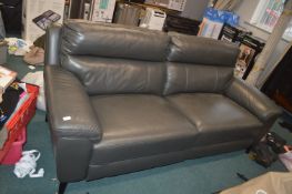*Electric Reclining Two Seat Grey Leather Sofa