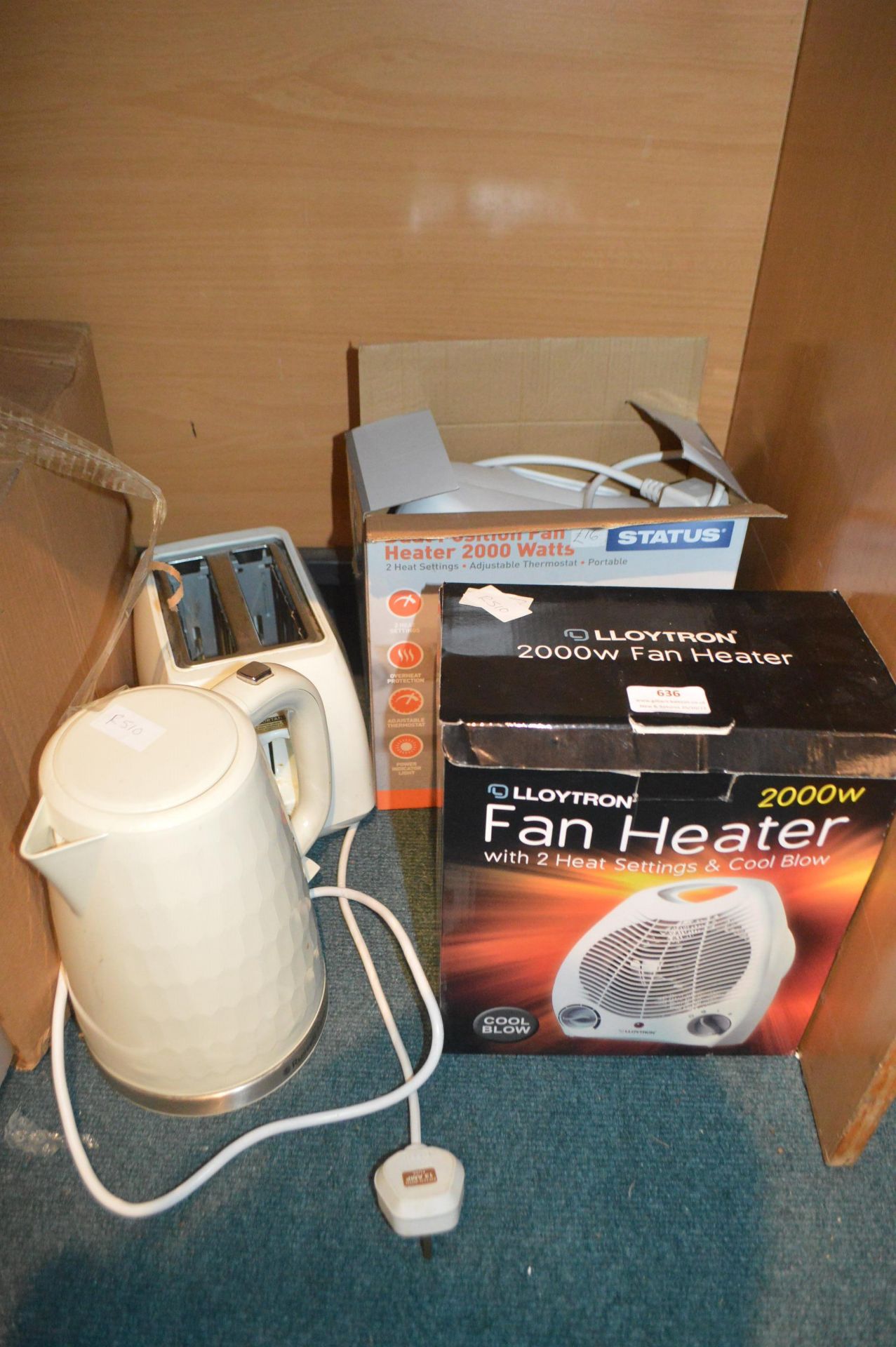 Kitchen Electricals Including Kettle, Toaster, Fan