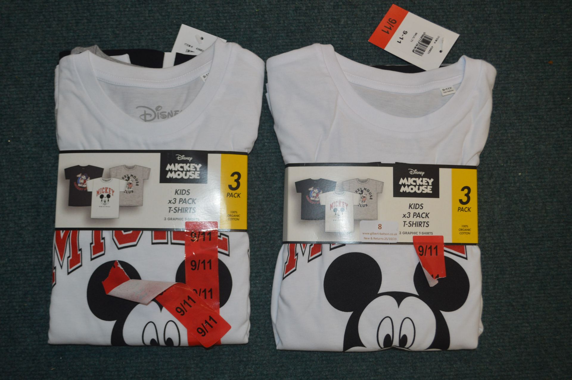 Disney Mickey Mouse Kid's T-Shirt 2x 3pk Size: 9-1