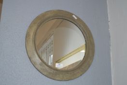 Circular Mirror with Wood Effect Frame
