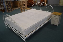 White Metal Framed King Size Bed with Bensons Sore