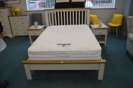 Next Double Bed in Pale Grey with Wood Trim, and a