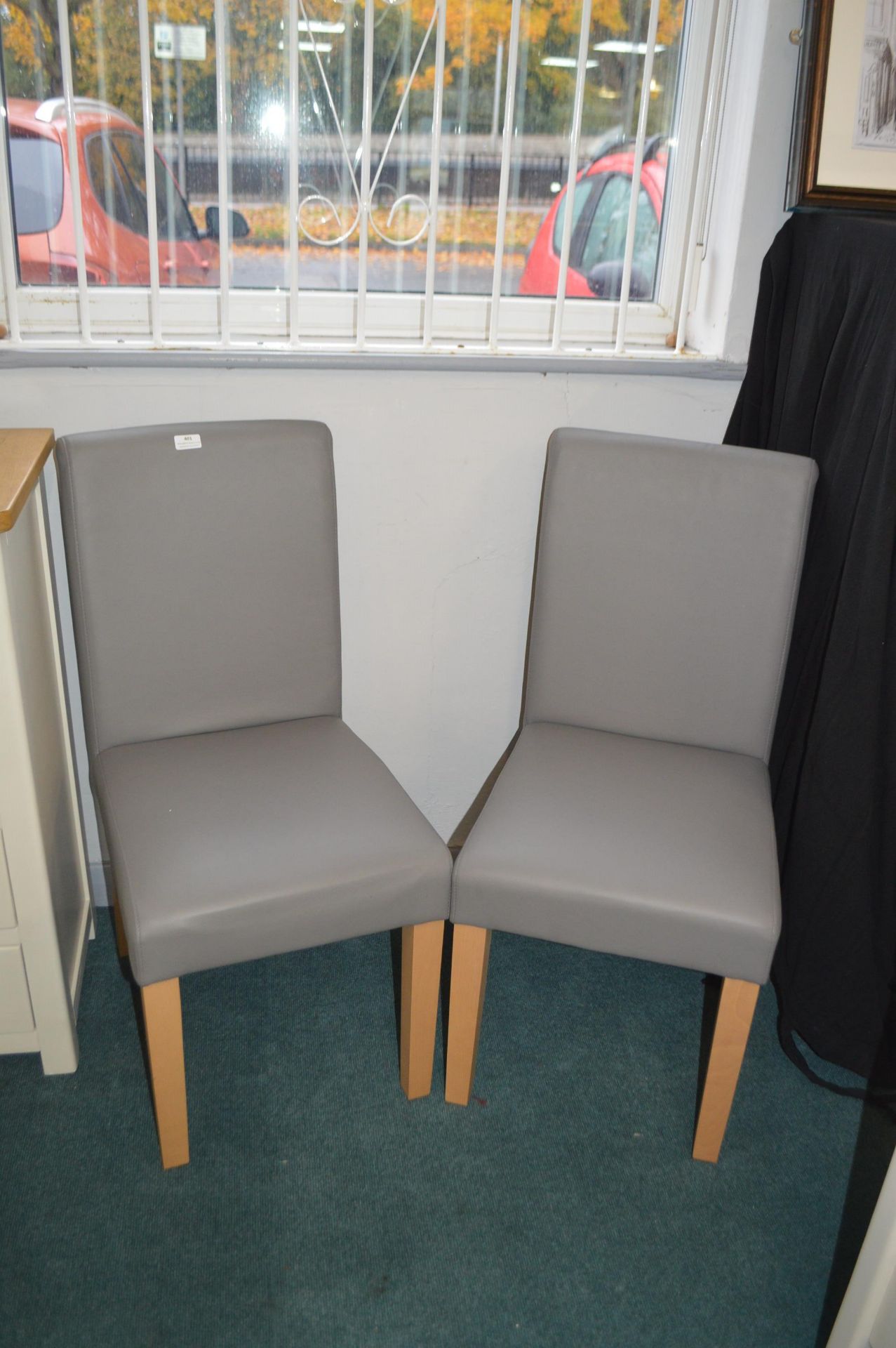 Pair of Grey Upholstered Side Chair