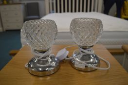 Pair of Chrome and Glass Table Lamps