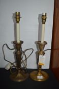 *Pair of Rochamp Brass Candle Style Table Lamps