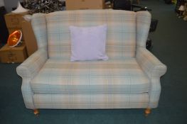 Next Two Seat Wingback Sofa in Plaid Upholstery