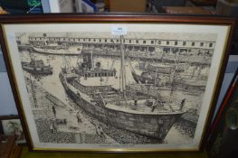 Signed Framed Hull Trawler Print by Gregg "Leaving