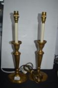 *Pair of Rochamp Brass Candle Style Table Lamps