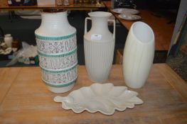 Three Vases Including One by Hornsea, and One West